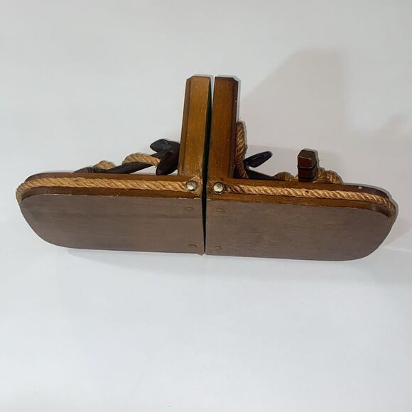 2 Vintage Anchor Wood Bookends Nautical Sailing Ships Pirate Ancle - Picture 8 of 14